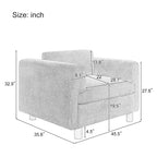 Fauteuil d'appoint en velours tissé de 45,5 W avec coussin haute densité