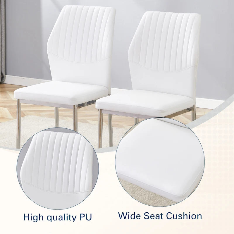 Chaise de salle à manger haute résilience avec pieds métalliques argentés (lot de 6)