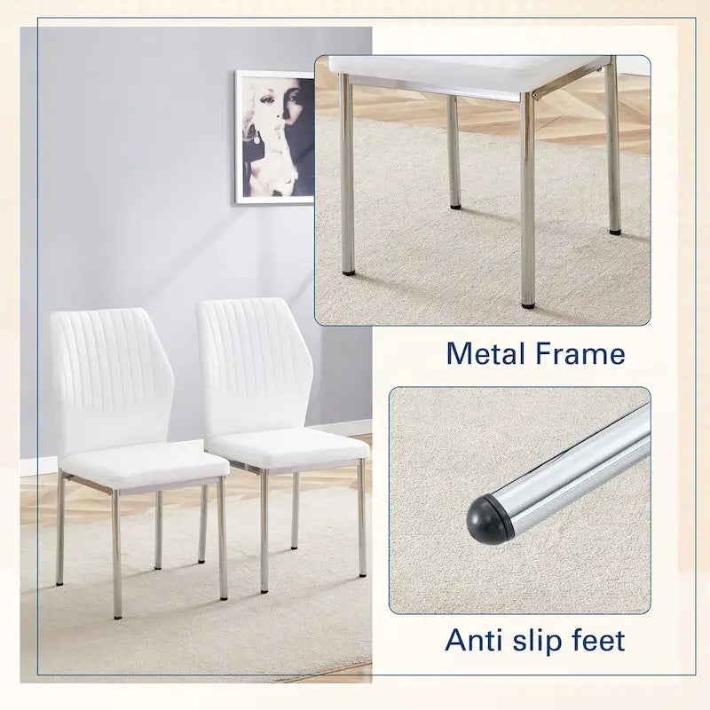 Chaise de salle à manger haute résilience avec pieds métalliques argentés (lot de 6)