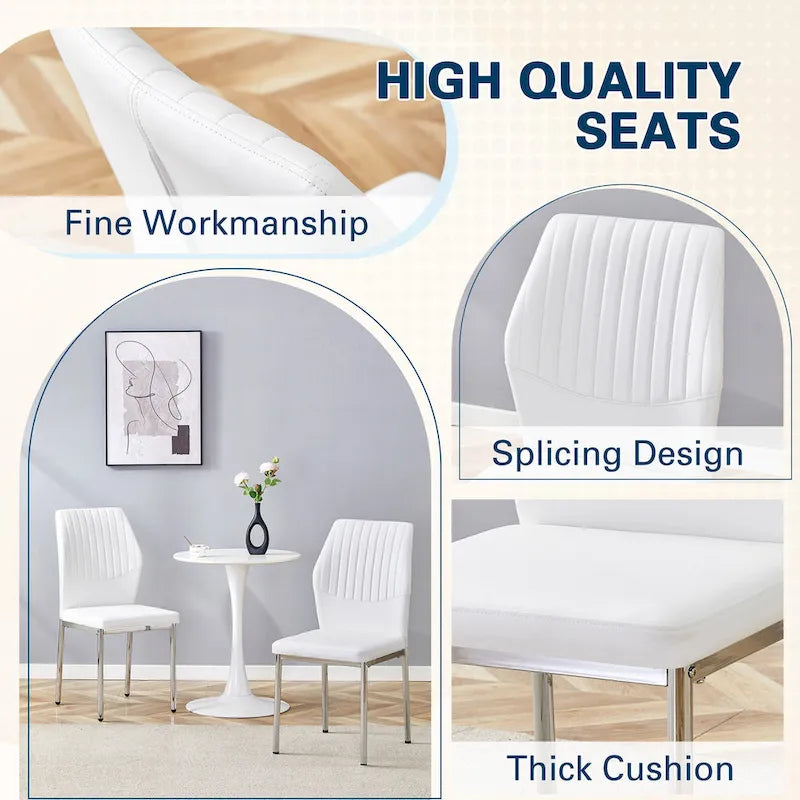 Chaise de salle à manger haute résilience avec pieds métalliques argentés (lot de 6)