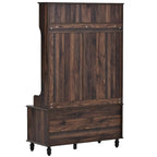 Porte-manteau moderne, banc d'entrée avec 2 étagères de rangement ouvertes, 4 patères doubles métalliques, pour entrée et couloir