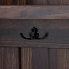 Porte-manteau moderne, banc d'entrée avec 2 étagères de rangement ouvertes, 4 patères doubles métalliques, pour entrée et couloir