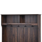 Porte-manteau moderne, banc d'entrée avec 2 étagères de rangement ouvertes, 4 patères doubles métalliques, pour entrée et couloir