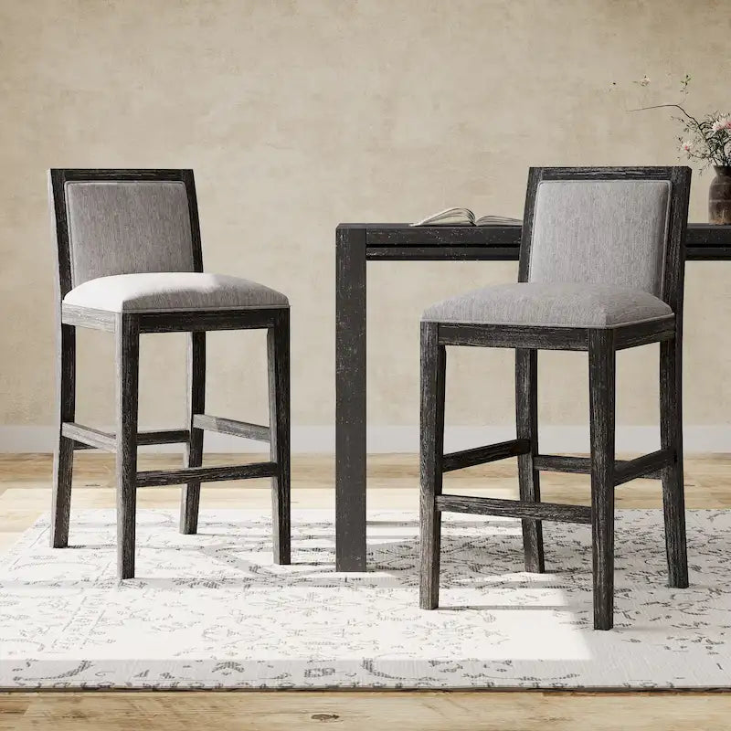 Roomfitters Tabourets de bar rétro, lot de 2 chaises de bar de 77,5 cm de hauteur avec coussin en tissu et cadre en bois