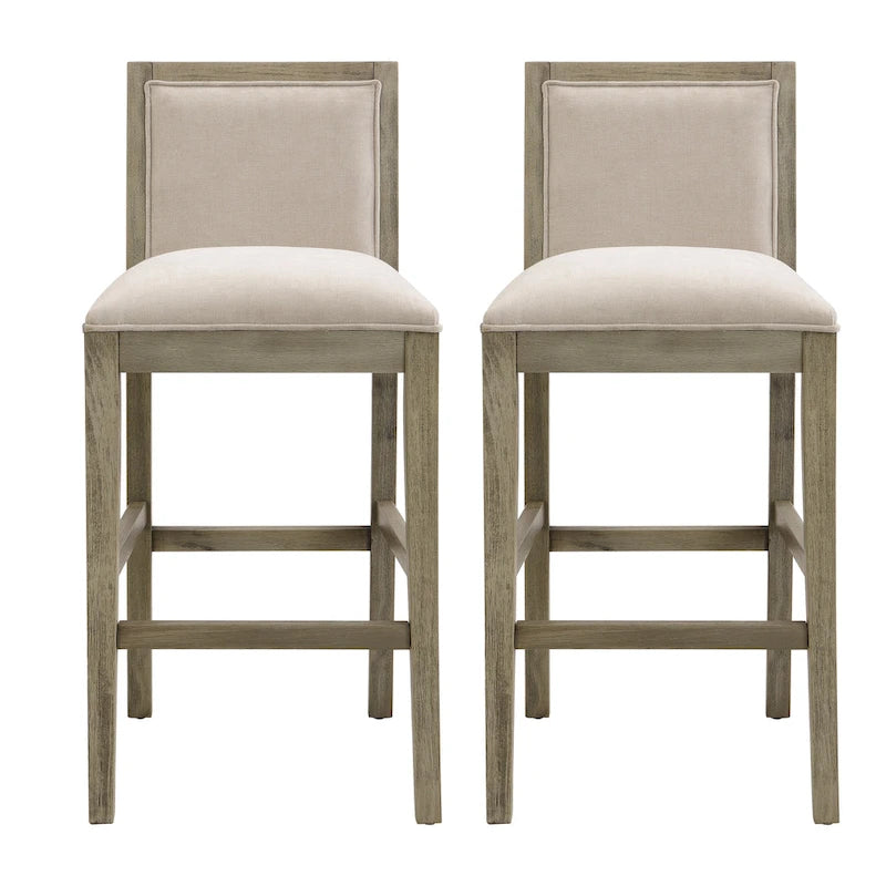 Roomfitters Tabourets de bar rétro, lot de 2 chaises de bar de 77,5 cm de hauteur avec coussin en tissu et cadre en bois