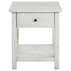 Table d'appoint Ayne, 1 tiroir, bois blanc vieilli, carrée 50 cm