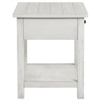 Table d'appoint Ayne, 1 tiroir, bois blanc vieilli, carrée 50 cm