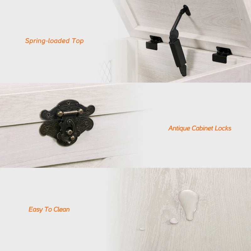 Table de chevet relevable WAMPAT, table de nuit avec serrure rustique