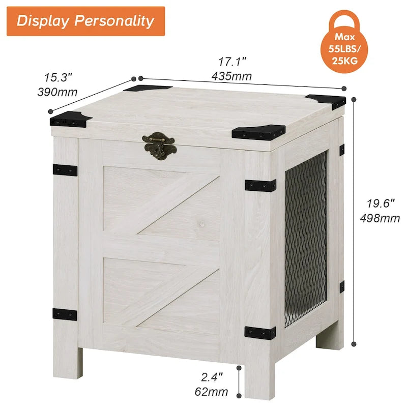 Table de chevet relevable WAMPAT, table de nuit avec serrure rustique