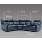 Ensemble de canapés modulables électriques 105 W en cuir véritable avec fauteuil inclinable, triple motorisation, console simple, ports USB et USB-C