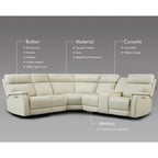Ensemble de canapés modulables électriques 105 W en cuir véritable avec fauteuil inclinable, triple motorisation, console simple, ports USB et USB-C