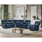 Ensemble de canapés modulables électriques 105 W en cuir véritable avec fauteuil inclinable, triple motorisation, console simple, ports USB et USB-C