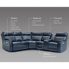 Ensemble de canapés modulables électriques 105 W en cuir véritable avec fauteuil inclinable, triple motorisation, console simple, ports USB et USB-C