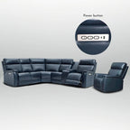 Ensemble de canapés modulables électriques 105 W en cuir véritable avec fauteuil inclinable, triple motorisation, console simple, ports USB et USB-C