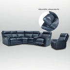 Ensemble de canapés modulables électriques 105 W en cuir véritable avec fauteuil inclinable, triple motorisation, console simple, ports USB et USB-C