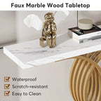 40 Table Console Moderne, Table d'Entrée en Faux Marbre pour Foyer