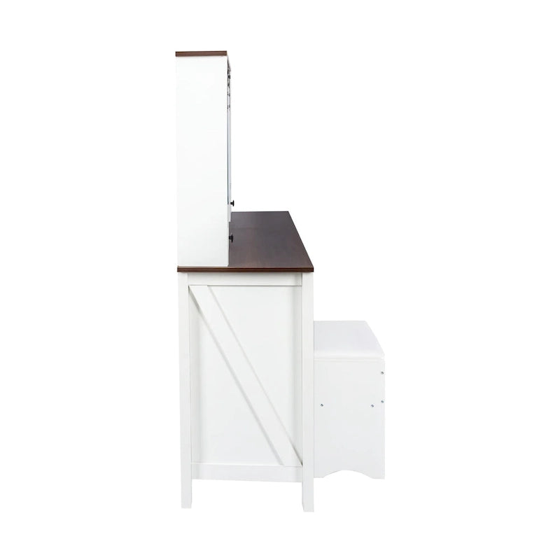 Coiffeuse de 105,99 cm de large avec 4 tiroirs et 1 placard