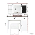 Coiffeuse de 105,99 cm de large avec 4 tiroirs et 1 placard