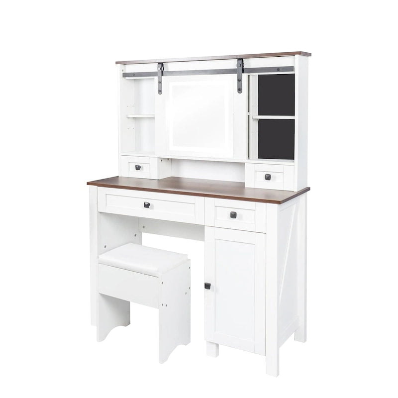 Coiffeuse de 105,99 cm de large avec 4 tiroirs et 1 placard