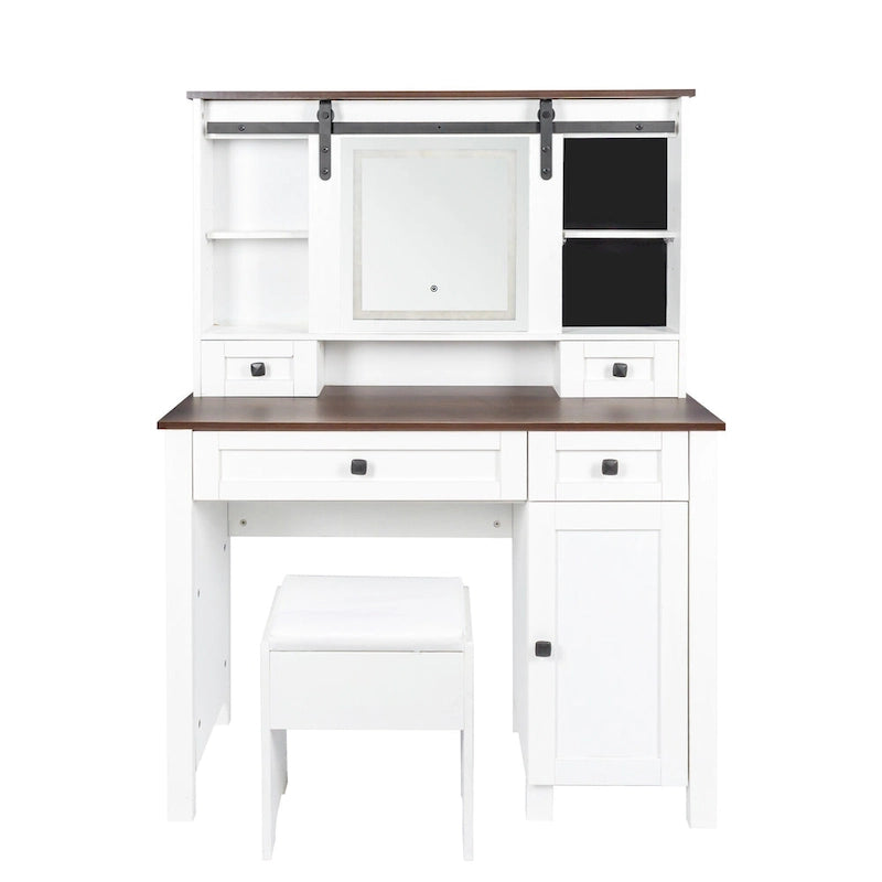Coiffeuse de 105,99 cm de large avec 4 tiroirs et 1 placard