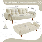 Canapé-Lit Futon 75.39 POUCES, Canapé-Lit Convertible Rembourré avec Dossier Inclinable Tufté et Divisé