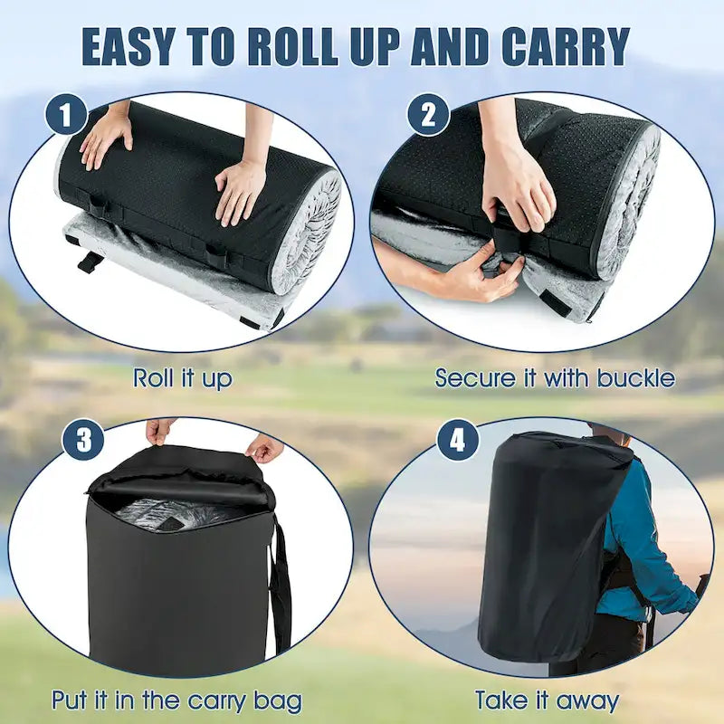 Gymax 72 Matelas de voyage léger enroulable en mousse à mémoire de forme portable