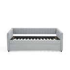 Lit de repos en lin double avec lit gigogne et rayures verticales - Capacité de 227 kg