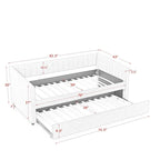 Lit de repos en lin double avec lit gigogne et rayures verticales - Capacité de 227 kg