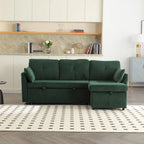 Canapé modulaire en velours doux vert 81,1 L avec méridienne réversible et rangement, convertible pour salon