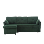 Canapé modulaire en velours doux vert 81,1 L avec méridienne réversible et rangement, convertible pour salon