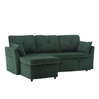 Canapé modulaire en velours doux vert 81,1 L avec méridienne réversible et rangement, convertible pour salon