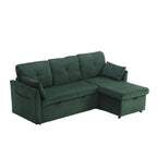 Canapé modulaire en velours doux vert 81,1 L avec méridienne réversible et rangement, convertible pour salon