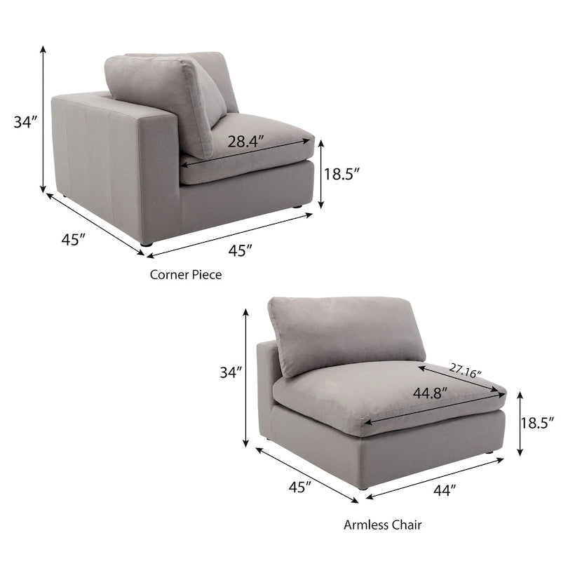 Canapé sectionnel modulaire contemporain Rivas de Roundhill Furniture (6 pièces)