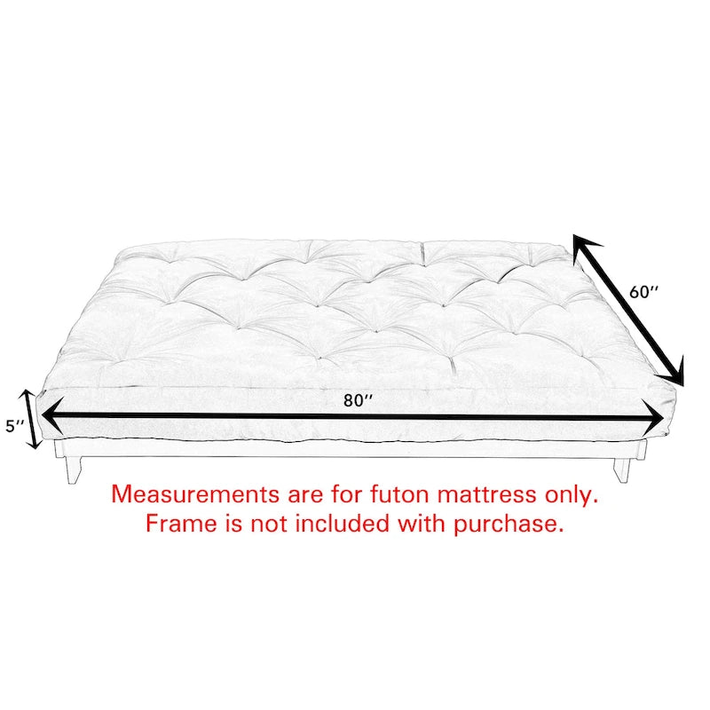 Matelas futon capitonné de 5 pouces, grand format