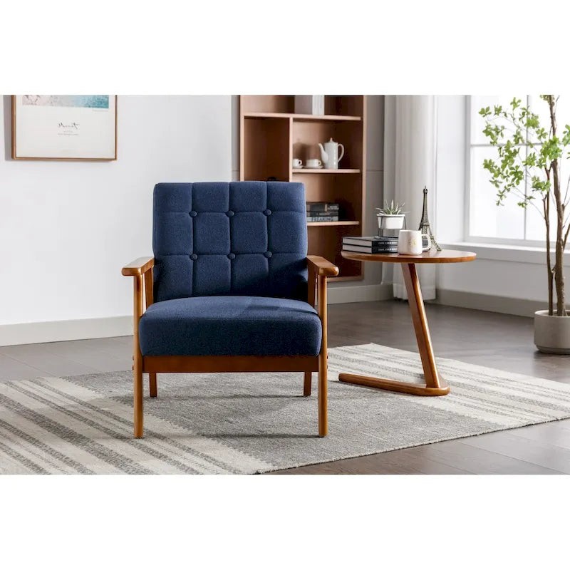 Fauteuil d'appoint avec accoudoirs et pieds en bois massif, pour salon, chambre à coucher, studio