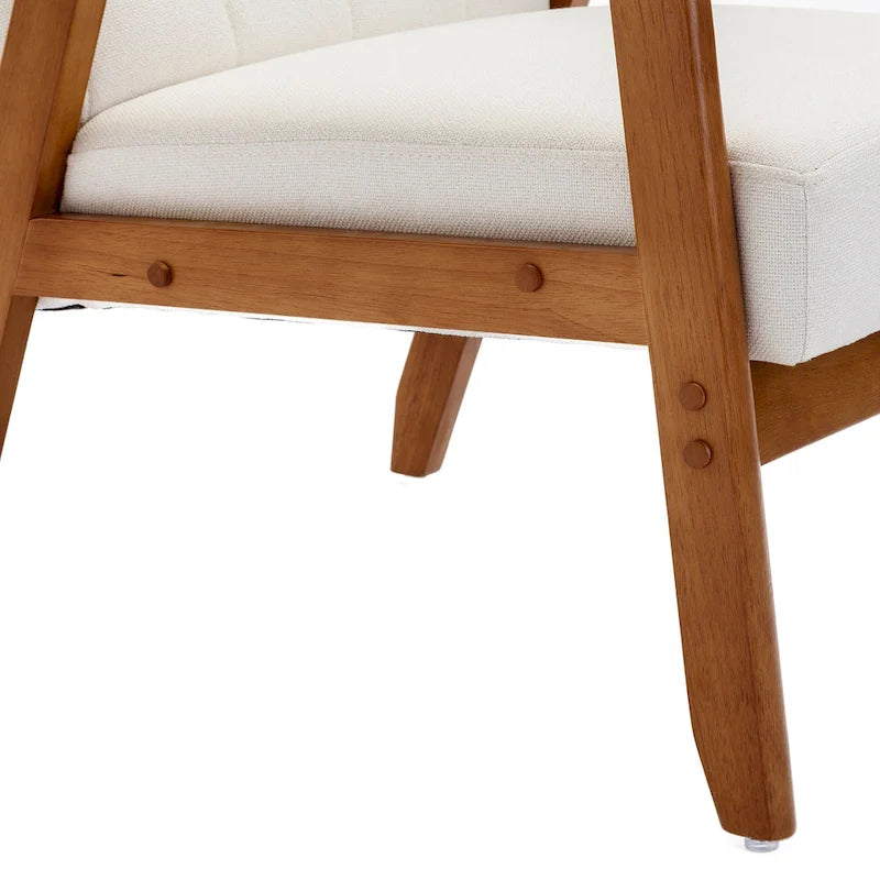 Fauteuil d'appoint avec accoudoirs et pieds en bois massif, pour salon, chambre à coucher, studio