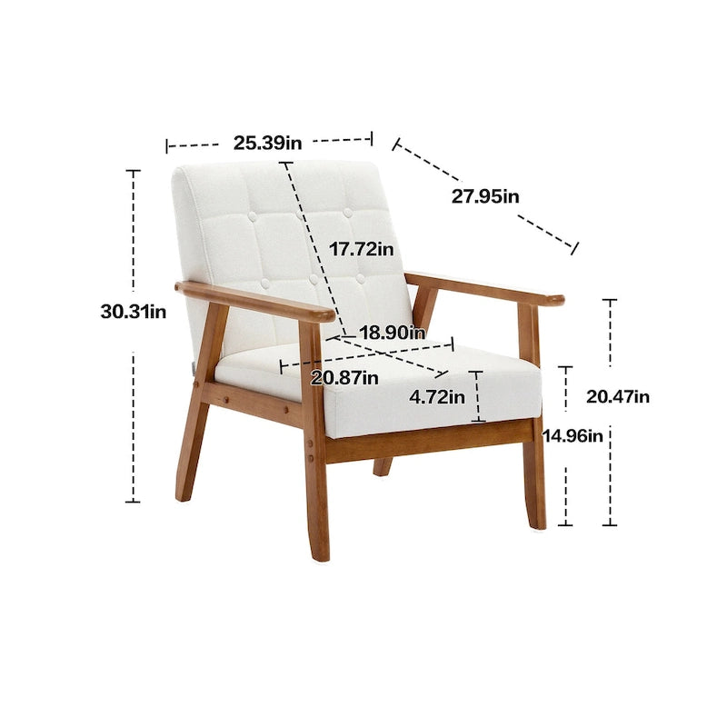 Fauteuil d'appoint avec accoudoirs et pieds en bois massif, pour salon, chambre à coucher, studio