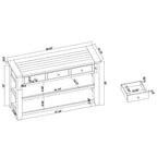 Table console en pin massif de 48 pouces avec 3 tiroirs de rangement et 2 étagères. Table d'appoint moderne pour entrée de canapé. Facile à assembler.