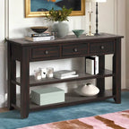 Table console en pin massif de 48 pouces avec 3 tiroirs de rangement et 2 étagères. Table d'appoint moderne pour entrée de canapé. Facile à assembler.