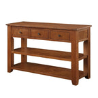 Table console en pin massif de 48 pouces avec 3 tiroirs de rangement et 2 étagères. Table d'appoint moderne pour entrée de canapé. Facile à assembler.
