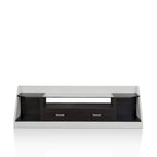 Meuble TV Kax contemporain blanc 70 pouces en verre multifonctionnel avec rangement