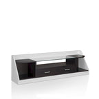 Meuble TV Kax contemporain blanc 70 pouces en verre multifonctionnel avec rangement