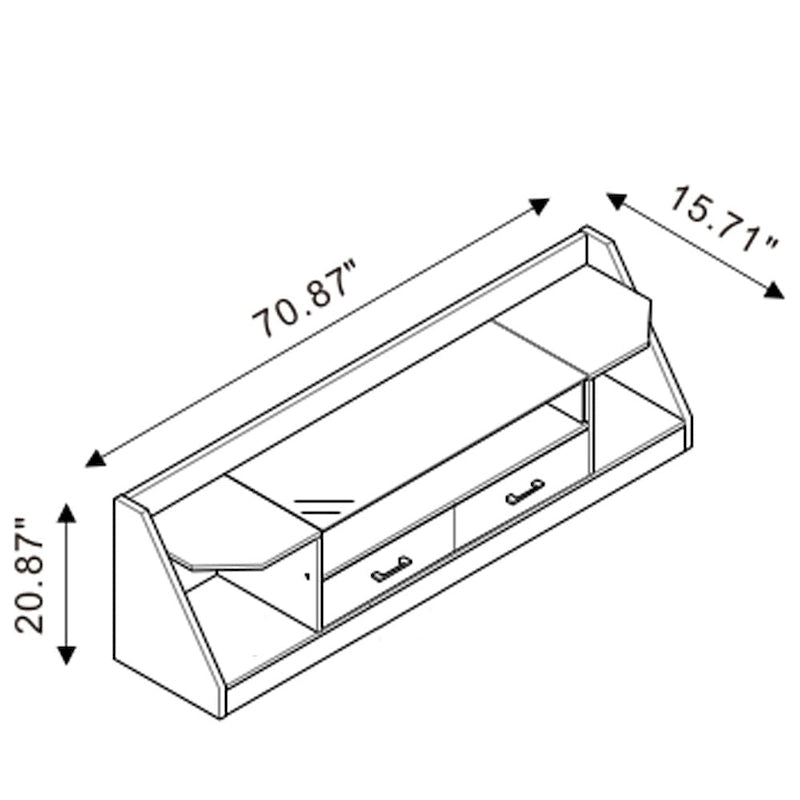 Meuble TV Kax contemporain blanc 70 pouces en verre multifonctionnel avec rangement