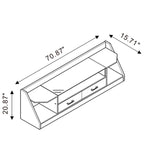 Meuble TV Kax contemporain blanc 70 pouces en verre multifonctionnel avec rangement