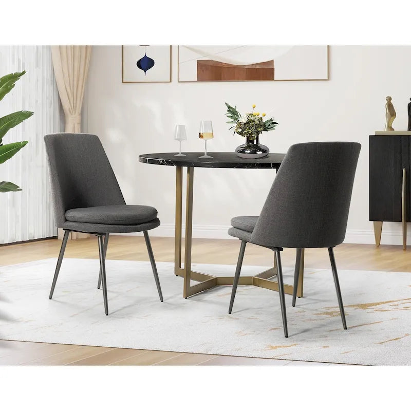Lot de 2 chaises de salle à manger Homer modernes et contemporaines avec pieds en métal