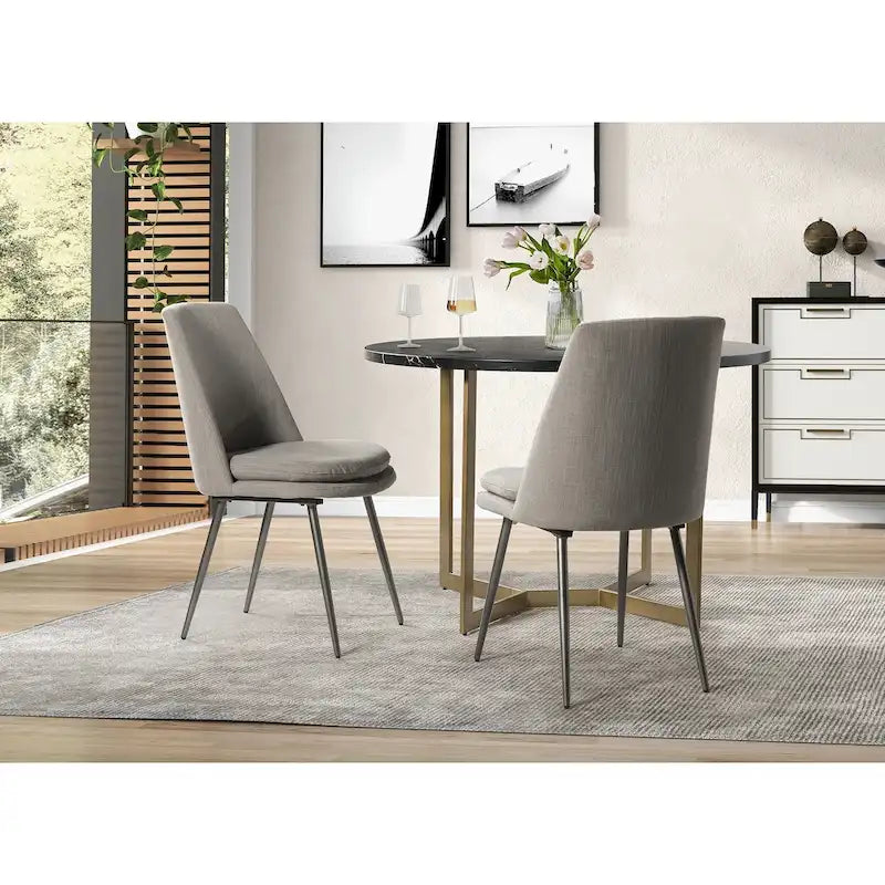 Lot de 2 chaises de salle à manger Homer modernes et contemporaines avec pieds en métal