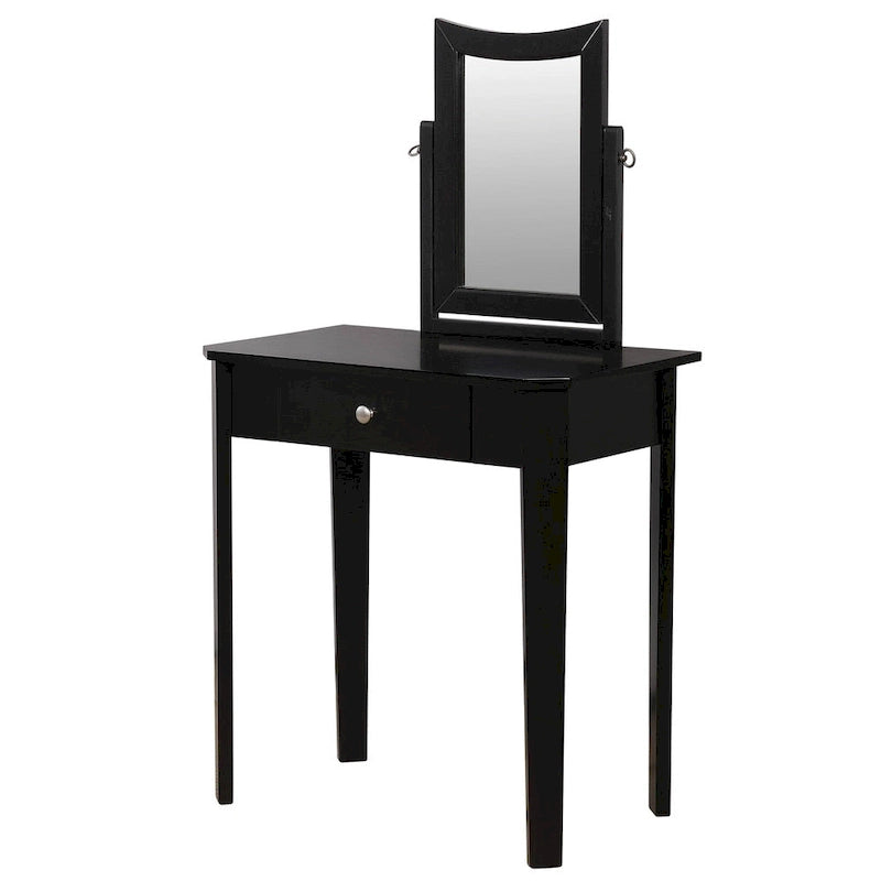Coiffeuse contemporaine en bois massif Quol avec tiroir, miroir et tabouret