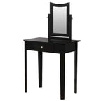 Coiffeuse contemporaine en bois massif Quol avec tiroir, miroir et tabouret