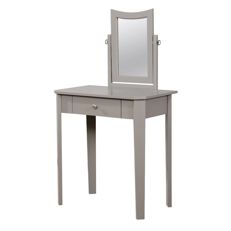 Coiffeuse contemporaine en bois massif Quol avec tiroir, miroir et tabouret