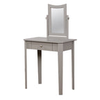 Coiffeuse contemporaine en bois massif Quol avec tiroir, miroir et tabouret